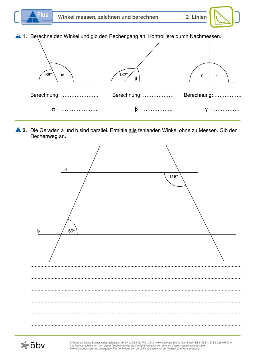 Winkel messen, zeichnen und berechnen Arbeitsblatt