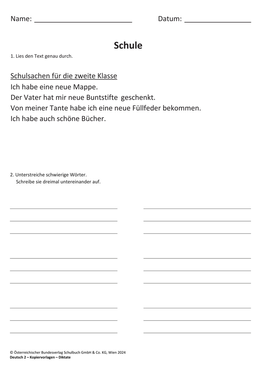 Schule Kopiervorlage | öbv