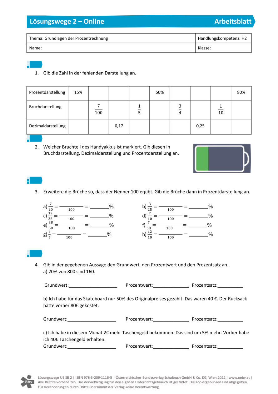 Grundbegriffe Der Prozentrechnung