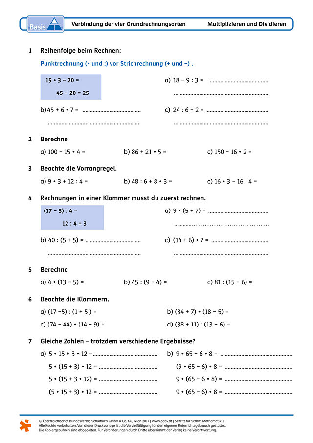 Verbindung der vier Grundrechnungsarten