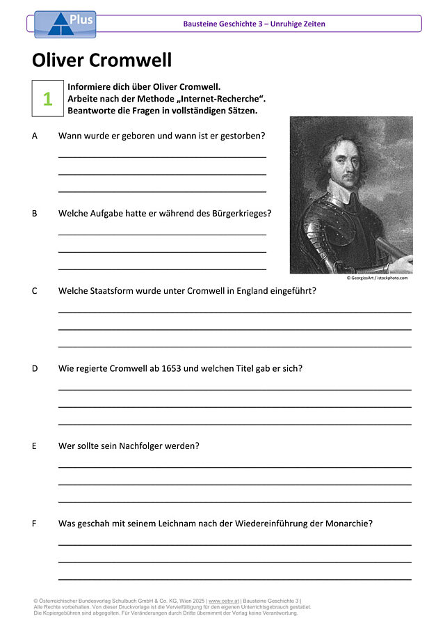 Internet-Recherche: Oliver Cromwell