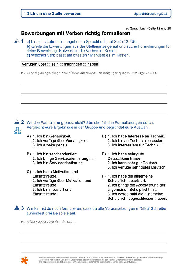 Bewerbungen mit Verben richtig formulieren