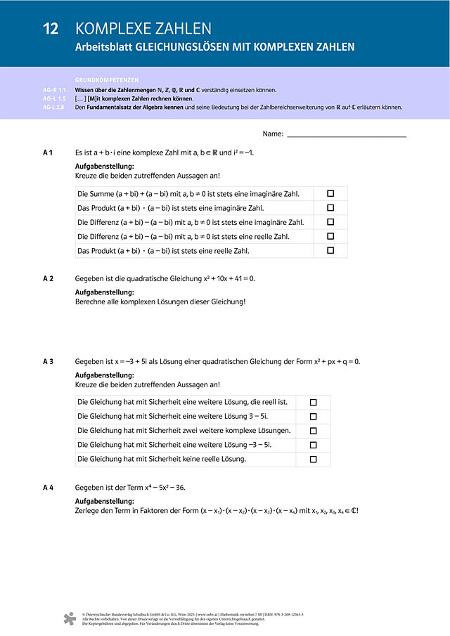 Gleichungen lösen mit komplexen Zahlen