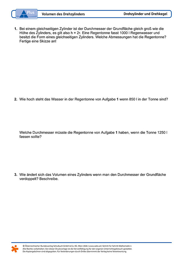 Volumen eines Drehzylinders