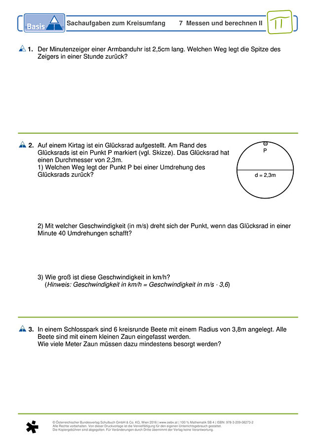 Sachaufgaben zum Kreisumfang