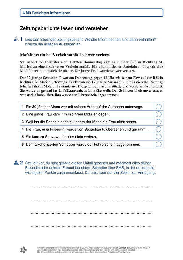 Zeitungsberichte verstehen