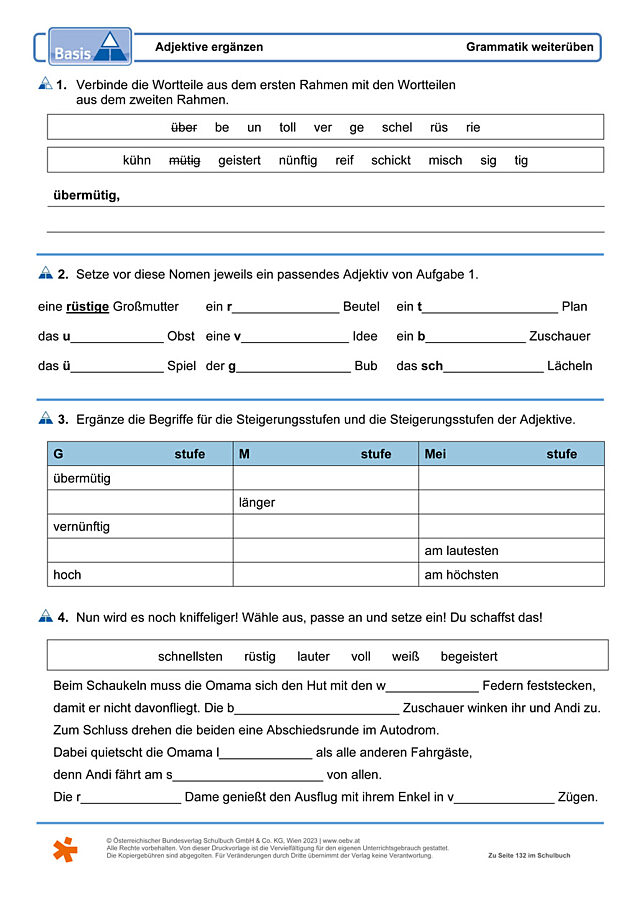 Adjektive ergänzen