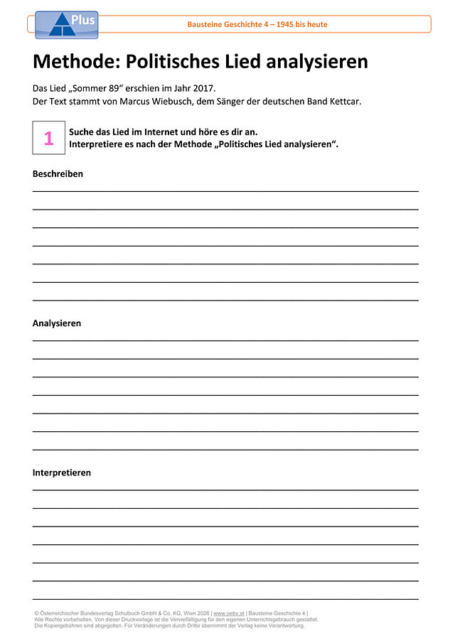 Methode: Politisches Lied analysieren Plus