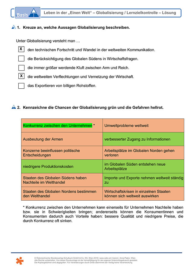 Leben in der „Einen Welt“ – Globalisierung