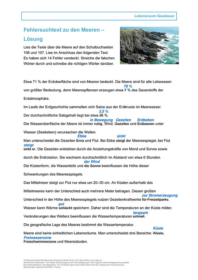 Fehlersuchtext zu den Meeren