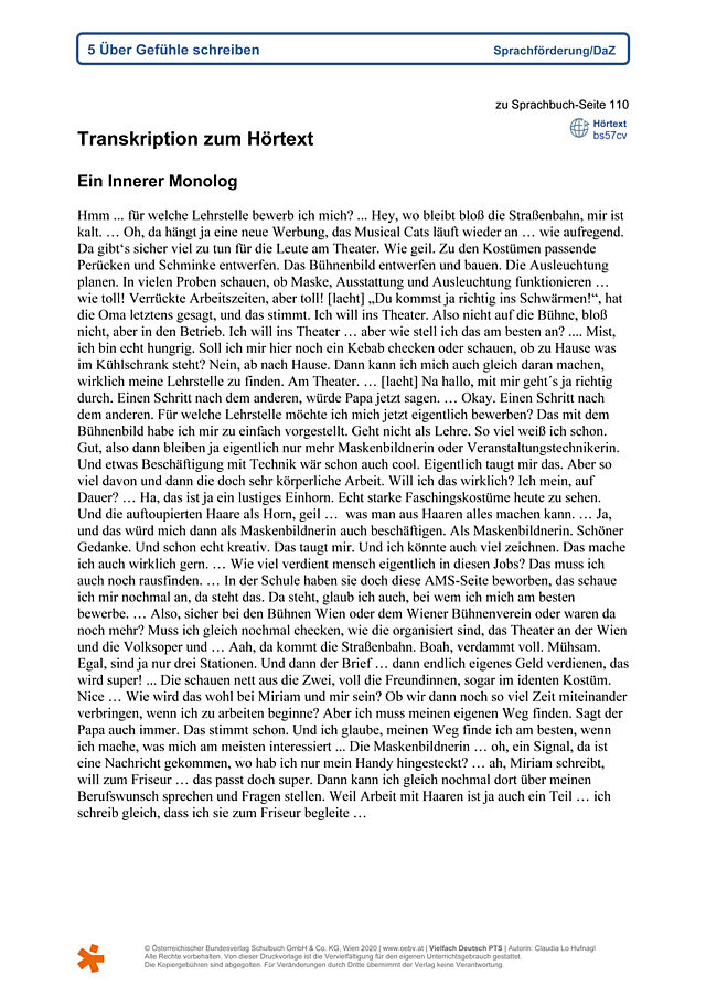 Einen inneren Monolog erschließen