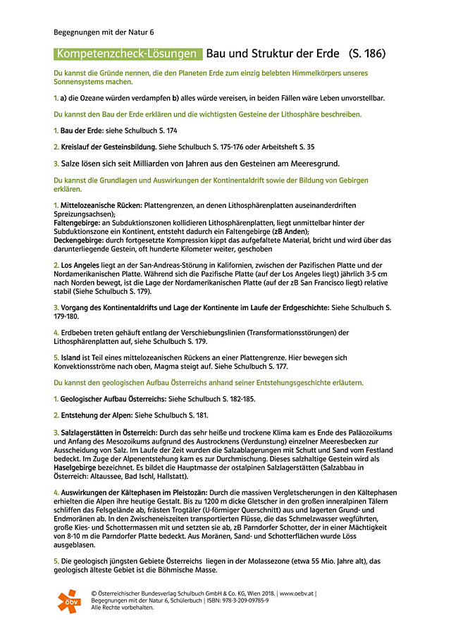 Kompetenzcheck-Lösungen Bau und Struktur der Erde