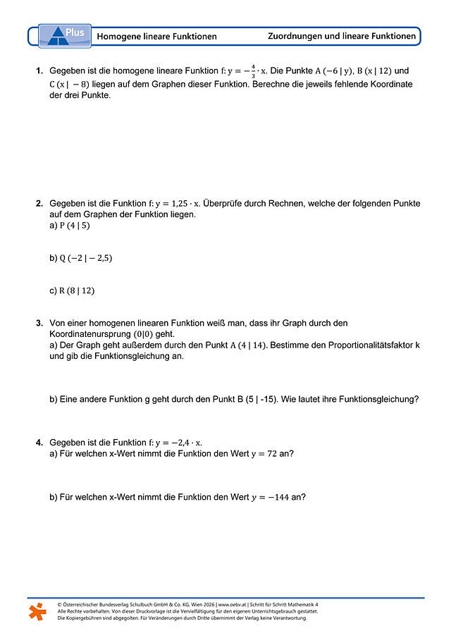 Homogene lineare Funktionen
