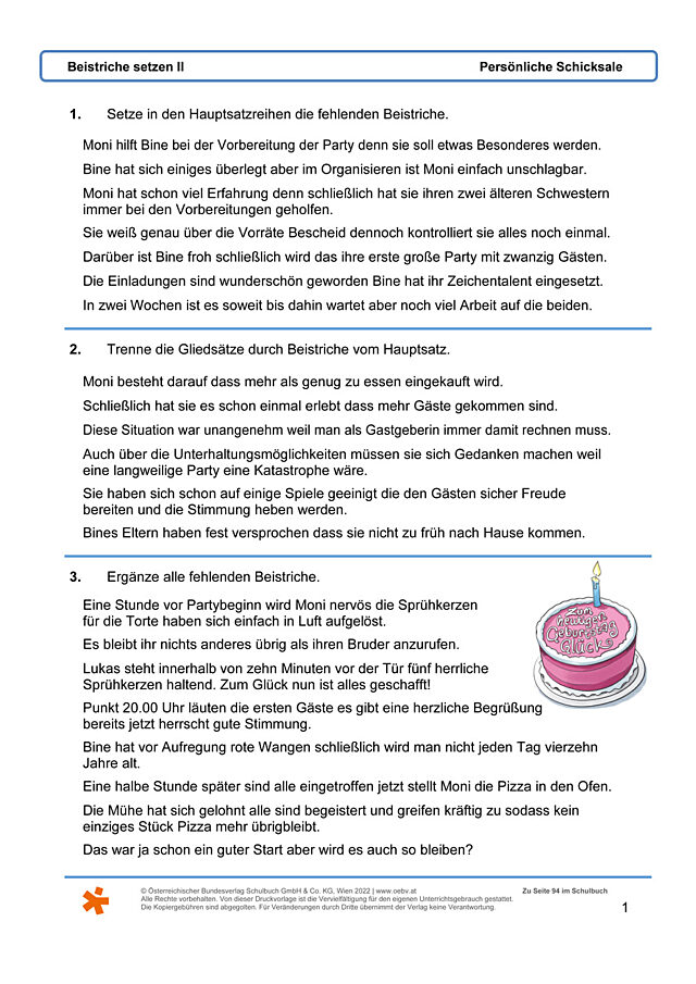 Beistriche setzen II