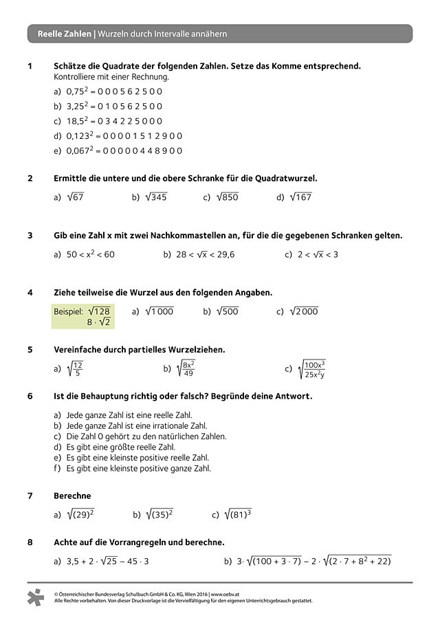 Allgemeines Arbeitsblatt anspruchsvoll