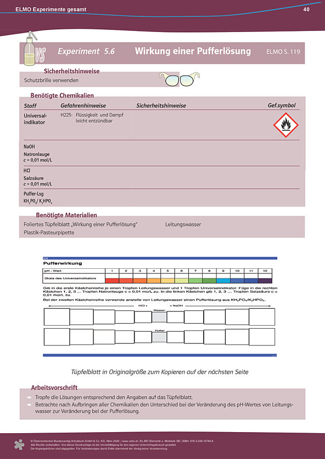 Experimenteanleitung 5.6 "Wirkung einer Pufferlösung“