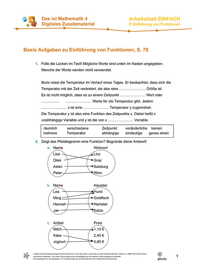 Darstellungsarten von Funktionen