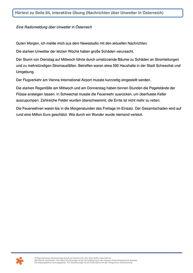 Bericht über Hochwasser