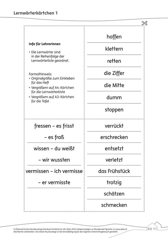 Lernwörterkärtchen