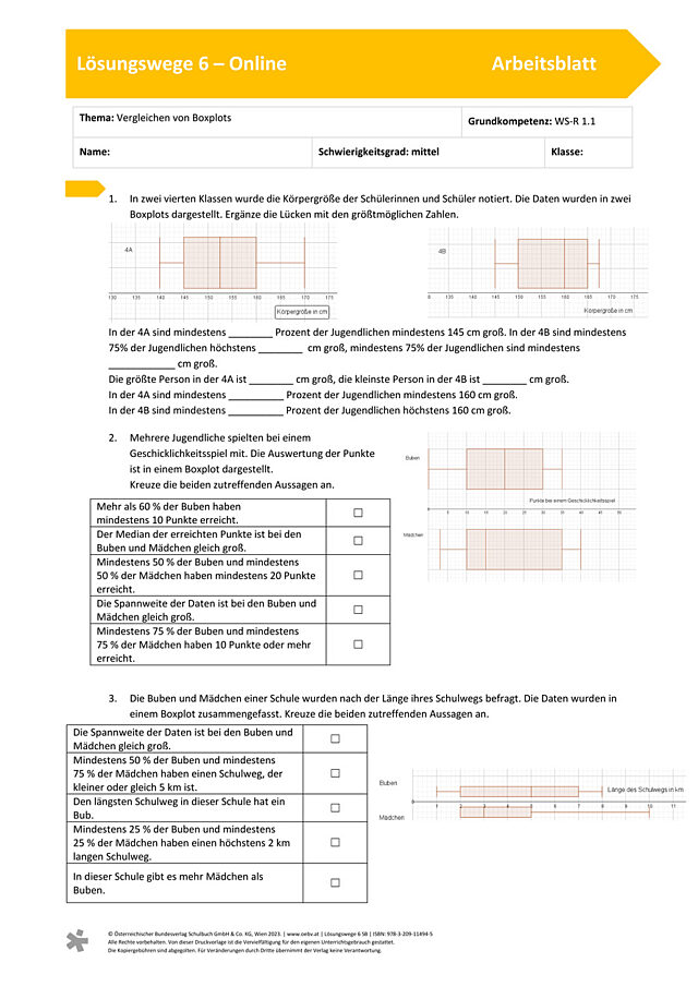 Vergleichen von Boxplots