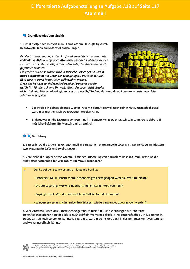 differenzierte Aufgabe zu Kapitel 31