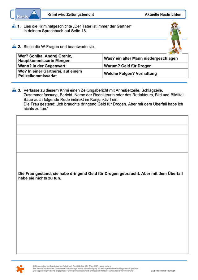 Krimi wird Zeitungsbericht