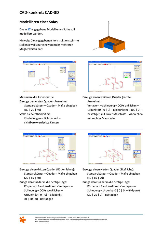 CAD konkret (CAD-3D): Modellieren eines Sofas
