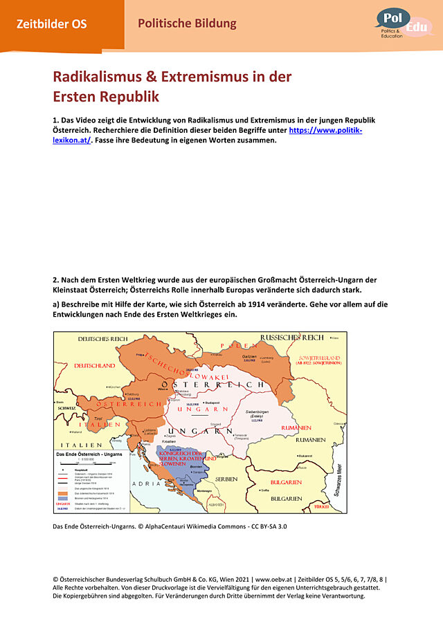 Radikalismus & Extremismus in Österreich: Fragen und Aufgaben zum Video „Radikalismus & Extremismus in der Ersten