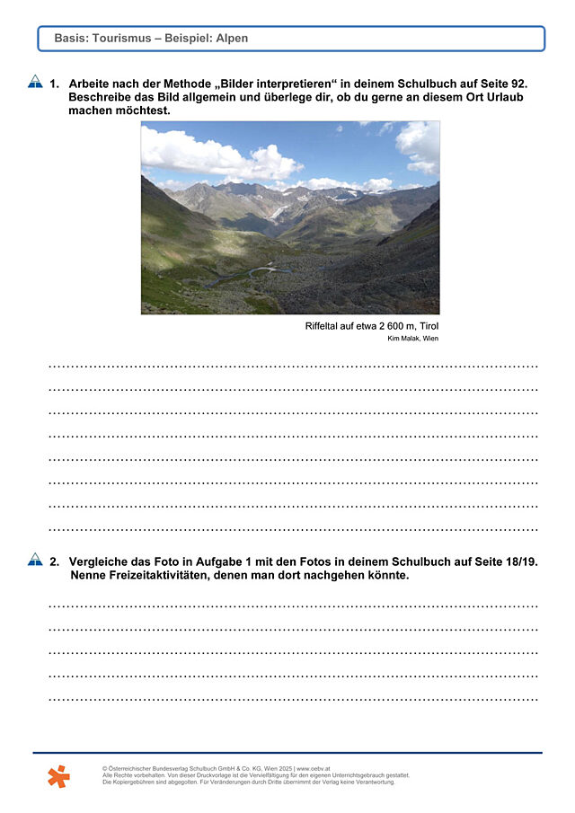 Tourismus - Beispiel Alpen
