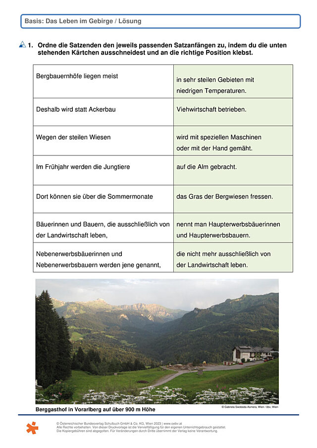 Das Leben im Gebirge