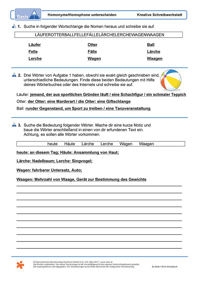 Homonyme/Homophone unterscheiden
