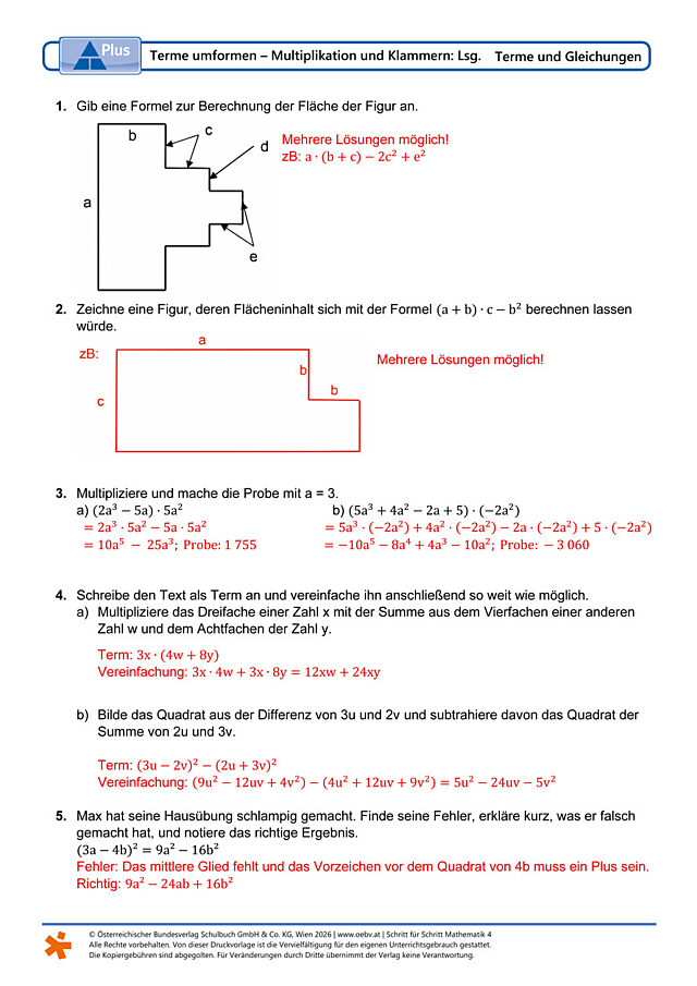 Terme umformen – Multiplikation und Klammern