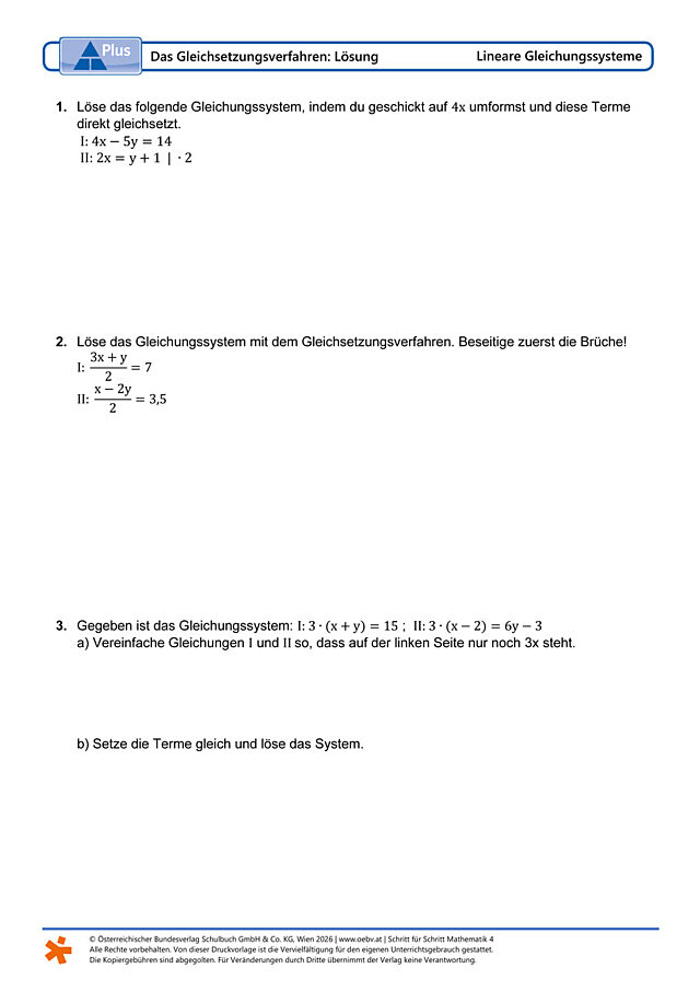 Das Gleichsetzungsverfahren