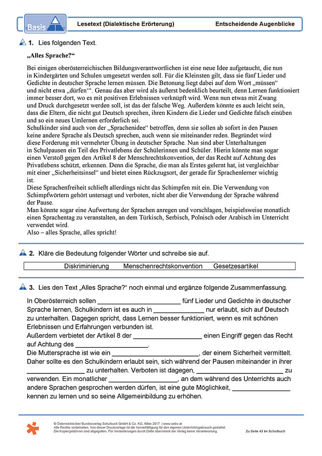 Lesetext (Dialektische Erörterung)