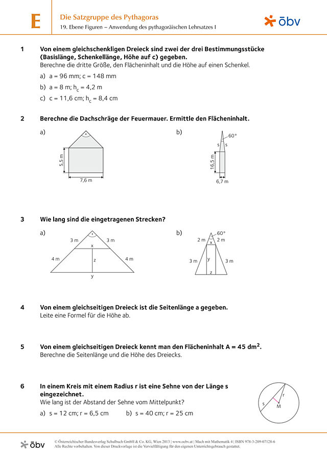 19. Ebene Figuren – Anwendung des pythagoräischen Lehrsatzes I