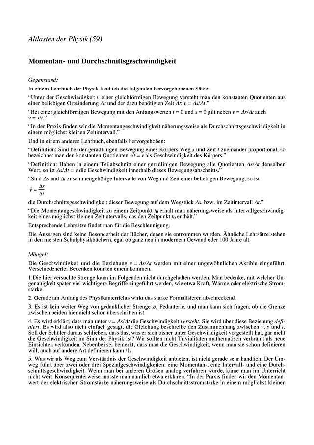 Momentan- und Durchschnittsgeschwindigkeit