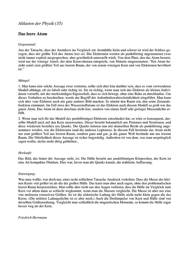 Das leere Atom