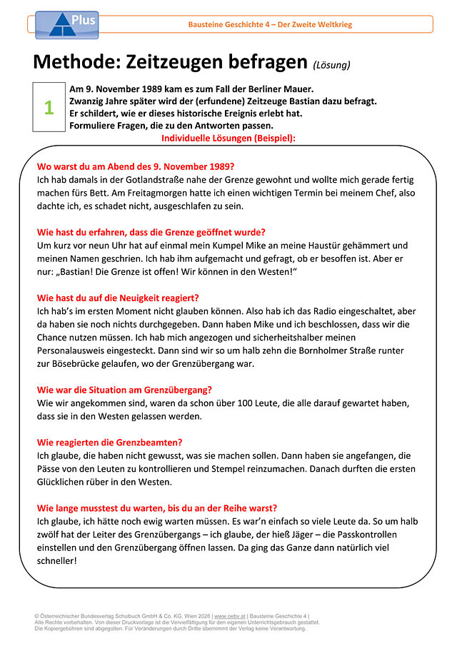 Methode: Zeitzeugen befragen Plus