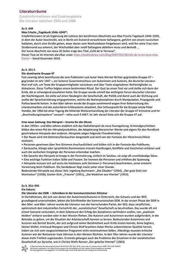 Die Literatur zwischen 1945 und 1968