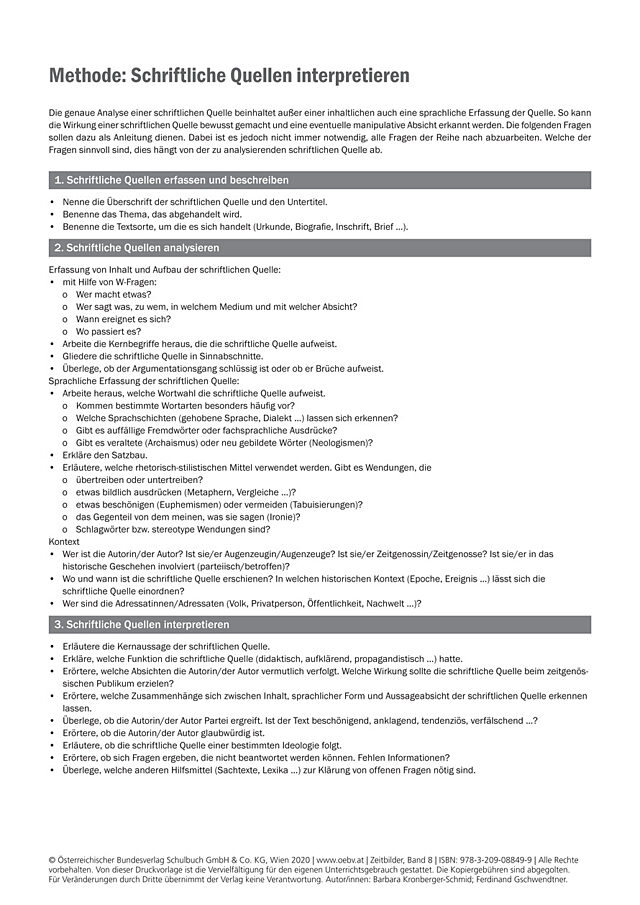 Schriftliche Quellen interpretieren