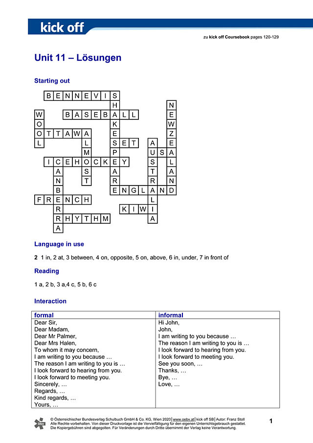 Unit 11 – Lösungen