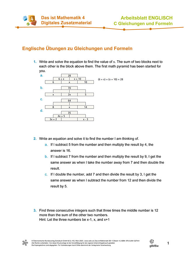 Gleichungen und Formeln