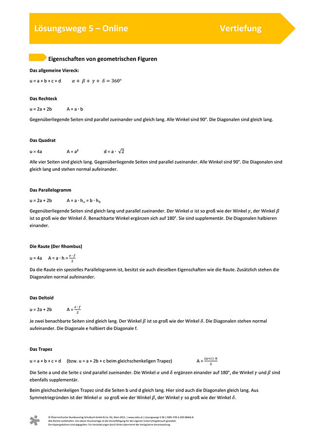Eigenschaften von geometrischen Figuren