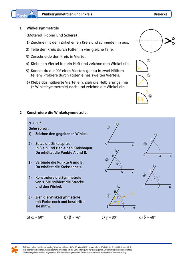 Winkelsymmetralen und Inkreis