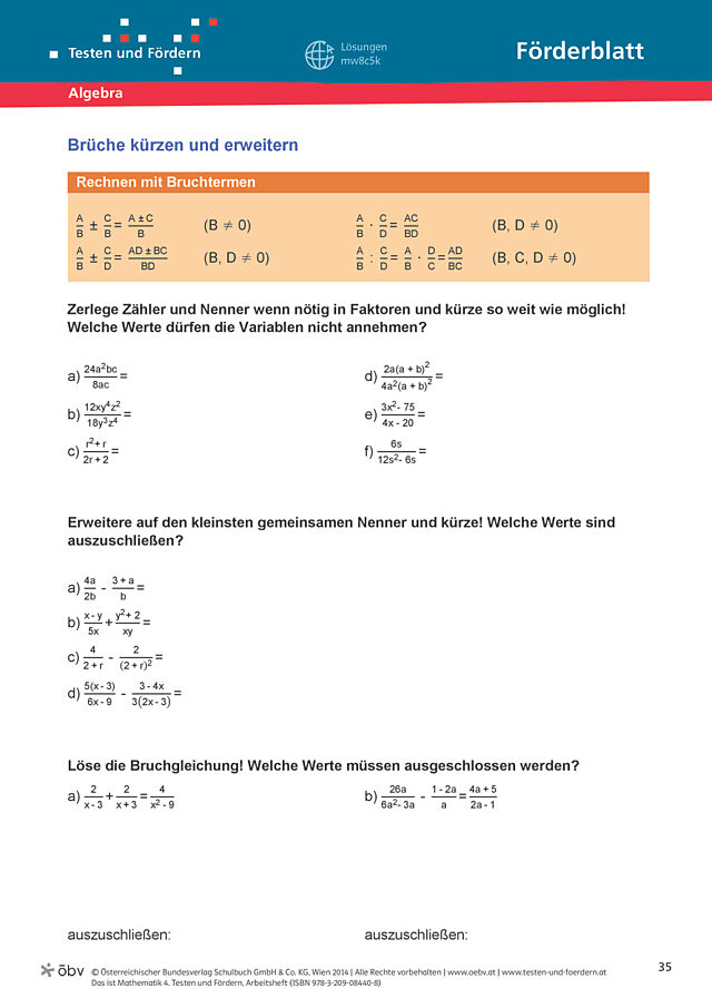 Brüche kürzen und erweitern