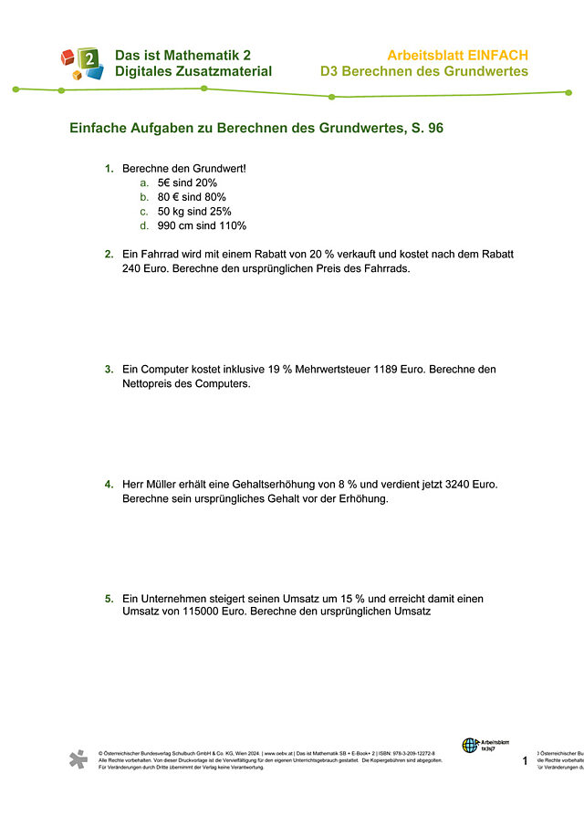 einfaches AB zu Berechnen des Grundwertes