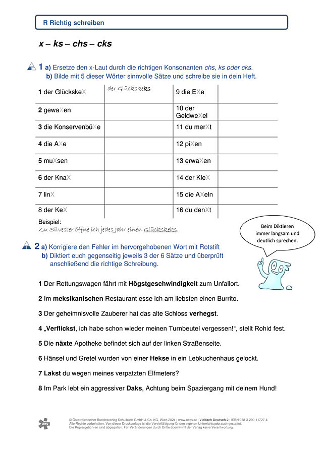 x – ks – chs – cks