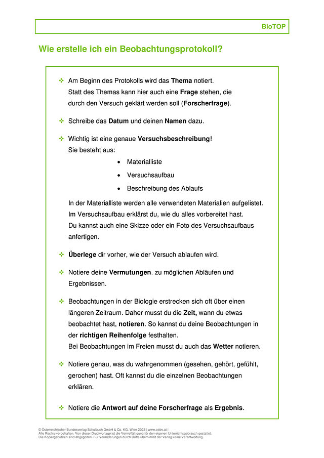 Methode: Beobachtungsprotokoll