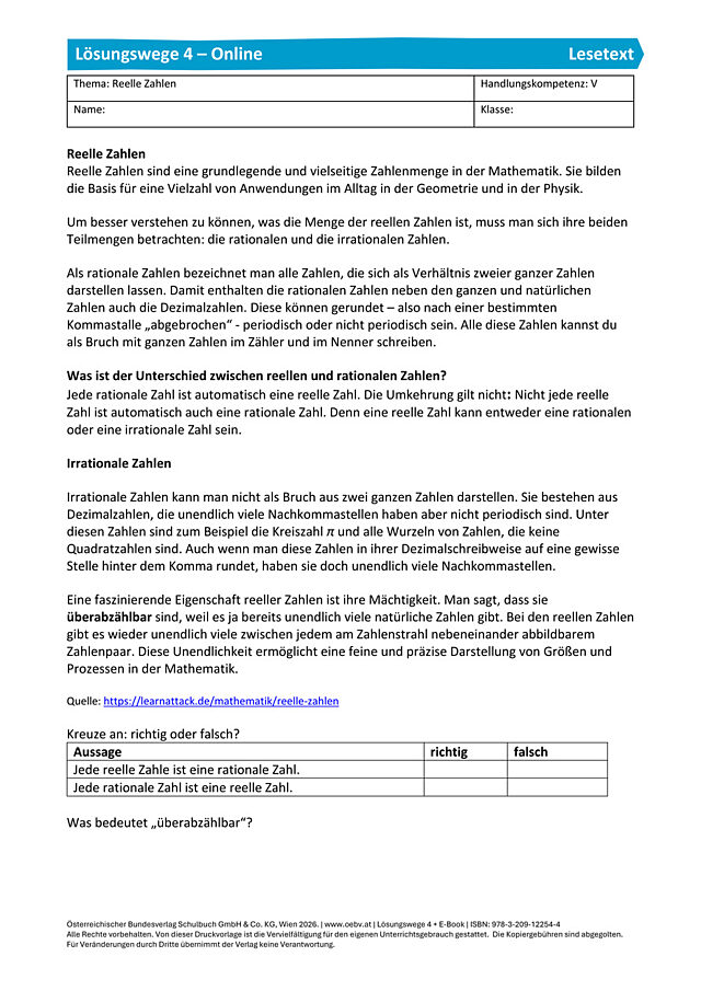 Lesetext 1 - Abschnitt A