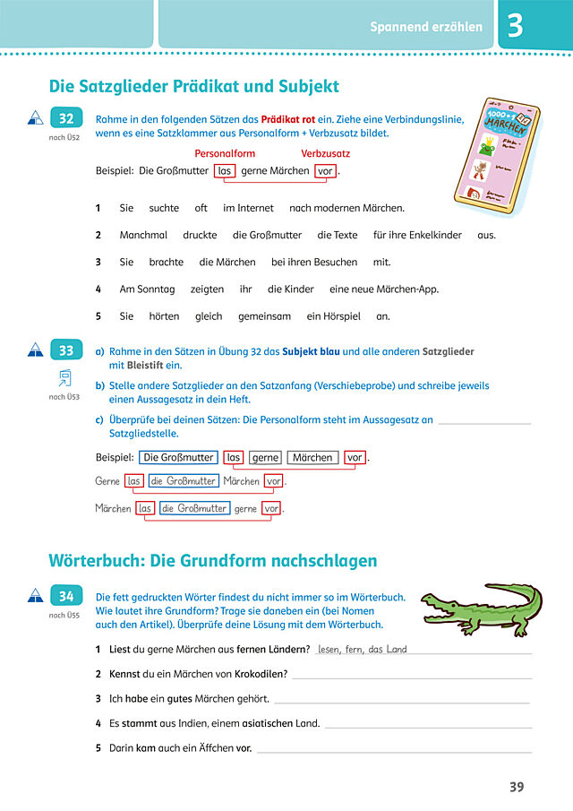Satzglieder Prädikat und Subjekt
